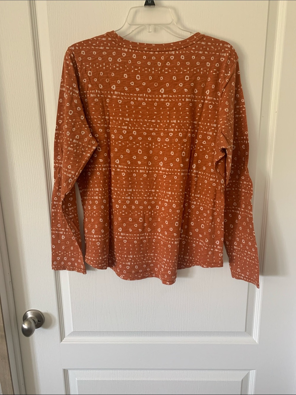 Sonoma Burnt Orange Long-Sleeve Crewneck with White Dot Print - Picture 2 of 3